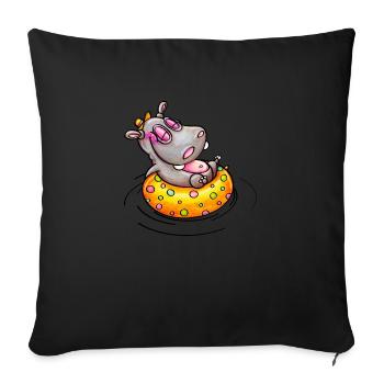 hippo with float - Sofakissenbezug 45 x 45 cm - Schwarz - Vorne