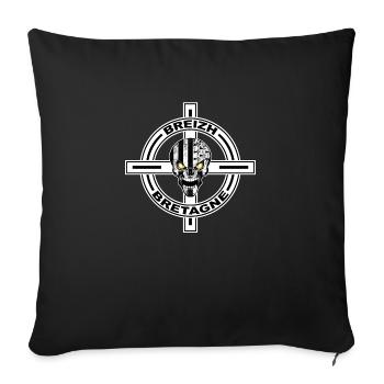 Breizh celtic cross - Housse de coussin décorative 45 x 45 cm - noir - Devant