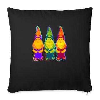 Garden Gnome Trio - style néon / pop - Housse de coussin décorative 45 x 45 cm - noir - Devant