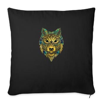 Tribal Wolf - Gold and Marble Decorated - Sofa pillowcase 17,3'' x 17,3'' (45 x 45 cm) - black - Front