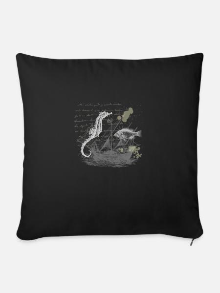 Steampunk Seepferdchen - Sofakissenbezug 45 x 45 cm - Schwarz
