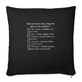 Citations-blanc - Housse de coussin décorative 45 x 45 cm - noir - Devant