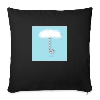 Canne de Noël avec des nuages - Housse de coussin décorative 45 x 45 cm - noir - Devant