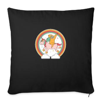 Chemise de licorne fun, cadeau animaux paresseux - Housse de coussin décorative 45 x 45 cm - noir - Devant