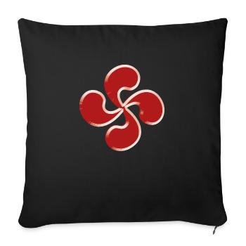 Croix basque 3d - Housse de coussin décorative 45 x 45 cm - noir - Devant