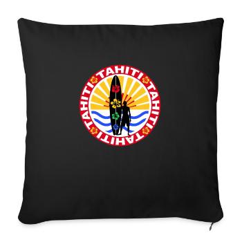 tahiti surfing design - Sofa pillowcase 17,3'' x 17,3'' (45 x 45 cm) - black - Front
