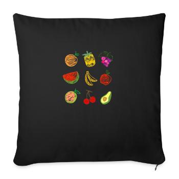 Salade de fruits - Housse de coussin décorative 45 x 45 cm - noir - Devant