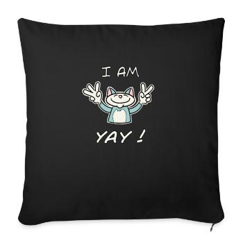 Cute Funny Birthday Cat - I Am 5 Yay! - Blue Cat - Sofa pillowcase 17,3'' x 17,3'' (45 x 45 cm) - black - Front