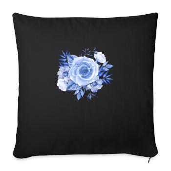Blaue Rose - Sofakissenbezug 45 x 45 cm - Schwarz - Vorne