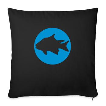 cercle rond timbre équipe sport logo attrapé poisson - Housse de coussin décorative 45 x 45 cm - noir - Devant