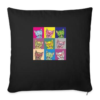 Katzen Pop Art - Sofakissenbezug 45 x 45 cm - Schwarz - Vorne