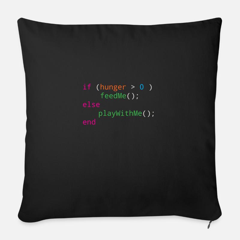 Programmierer Quellcode Hunger oder Spielen - Sofakissenbezug 45 x 45 cm - Schwarz