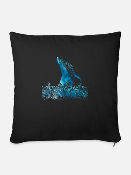 watercolor whale - Sofakissenbezug 45 x 45 cm - Schwarz