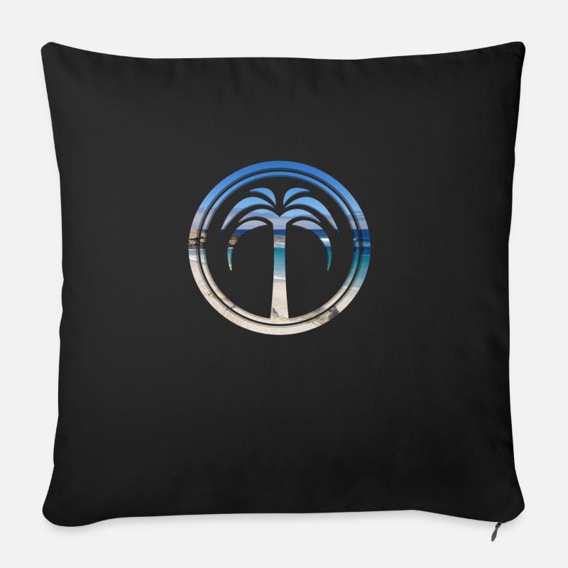 Strand Palme Strandpromenade - Sofakissenbezug 45 x 45 cm - Schwarz