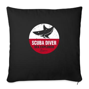 scuba_diver_sea_explorer - Housse de coussin décorative 45 x 45 cm - noir - Devant