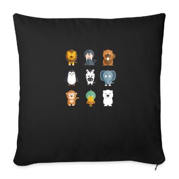 Animaux sauvages - Housse de coussin décorative 45 x 45 cm - noir - Devant