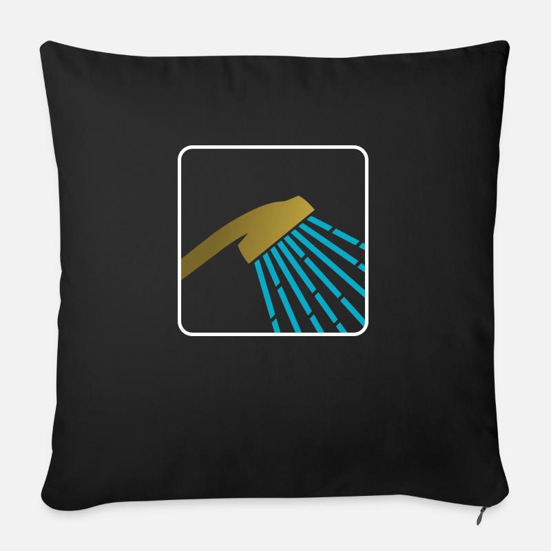 Douche dorée, drôle, pisse, célibataire - Housse de coussin décorative 45 x 45 cm - noir