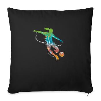 femelle football de - Housse de coussin décorative 45 x 45 cm - noir - Devant