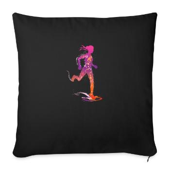 cross-country féminin de - Housse de coussin décorative 45 x 45 cm - noir - Devant