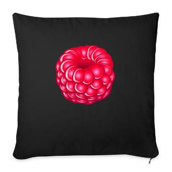 framboise kawaii.png - Housse de coussin décorative 45 x 45 cm - noir - Devant