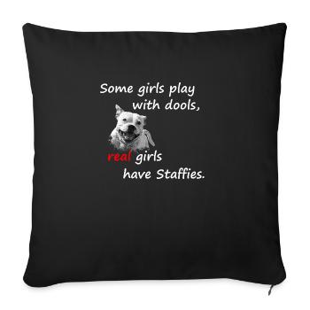 Real girls have staffies - Sofa pillowcase 17,3'' x 17,3'' (45 x 45 cm) - black - Front