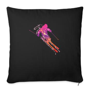 skiing male uk - Sofa pillowcase 17,3'' x 17,3'' (45 x 45 cm) - black - Front