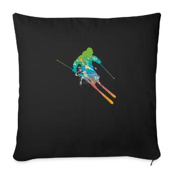 ski masculin de - Housse de coussin décorative 45 x 45 cm - noir - Devant