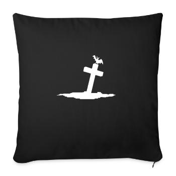 Tombstone with bat white - Sofa pillowcase 17,3'' x 17,3'' (45 x 45 cm) - black - Front