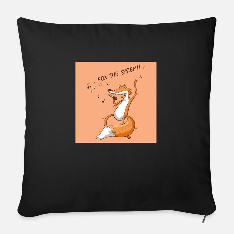 Fox the system!! affiche - Housse de coussin décorative 45 x 45 cm - noir