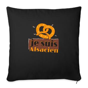 je suis alsacien strasbourg colmar mulhouse rcs - Housse de coussin décorative 45 x 45 cm - noir - Devant