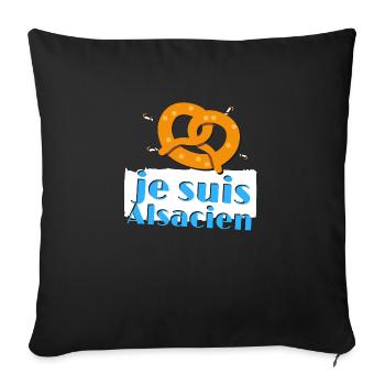 je suis alsacien strasbourg colmar mulhouse cadeau - Housse de coussin décorative 45 x 45 cm - noir - Devant