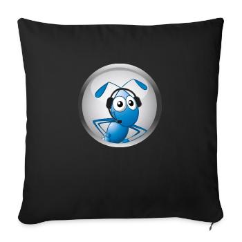 Ameise mit Headset - Sofakissenbezug 45 x 45 cm - Schwarz - Vorne