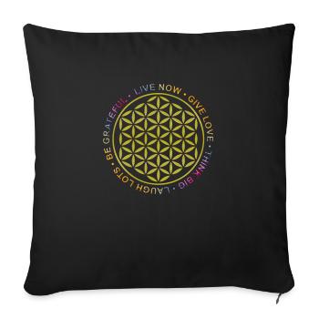 fleur de la vie - des règles de vie - Housse de coussin décorative 45 x 45 cm - noir - Devant