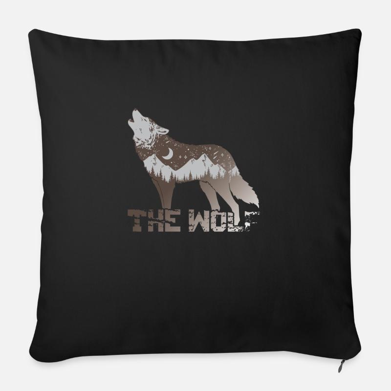 Le loup - Housse de coussin décorative 45 x 45 cm - noir