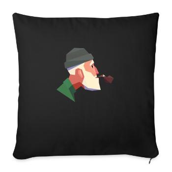 Homme avec une pipe - Housse de coussin décorative 45 x 45 cm - noir - Devant