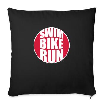 cercle rond logo nager vélo course texte triathlon sport - Housse de coussin décorative 45 x 45 cm - noir - Devant