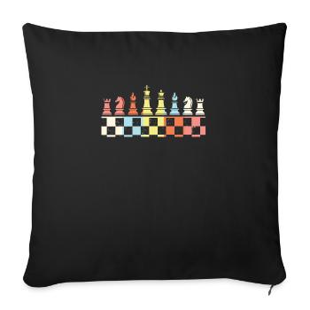Jeu d'échecs vintage jeu d'échecs rétro pièces d'échecs - Housse de coussin décorative 45 x 45 cm - noir - Devant