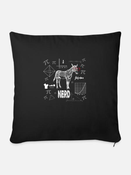 Esel Pferd Nerd Mathematik Leseratte nerdyT Shirt - Sofakissenbezug 45 x 45 cm - Schwarz