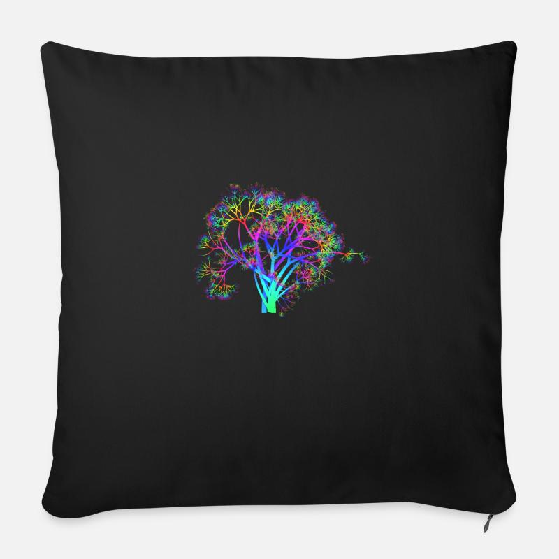 Goa Baum Neon psy psychedelisch Techno Party - Sofakissenbezug 45 x 45 cm - Schwarz