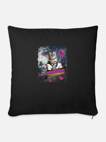 Weltraum Katze - Sofakissenbezug 45 x 45 cm - Schwarz