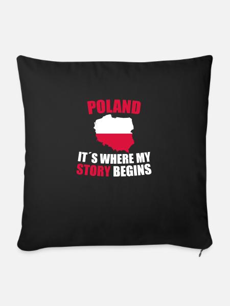 Polen - Sofakissenbezug 45 x 45 cm - Schwarz