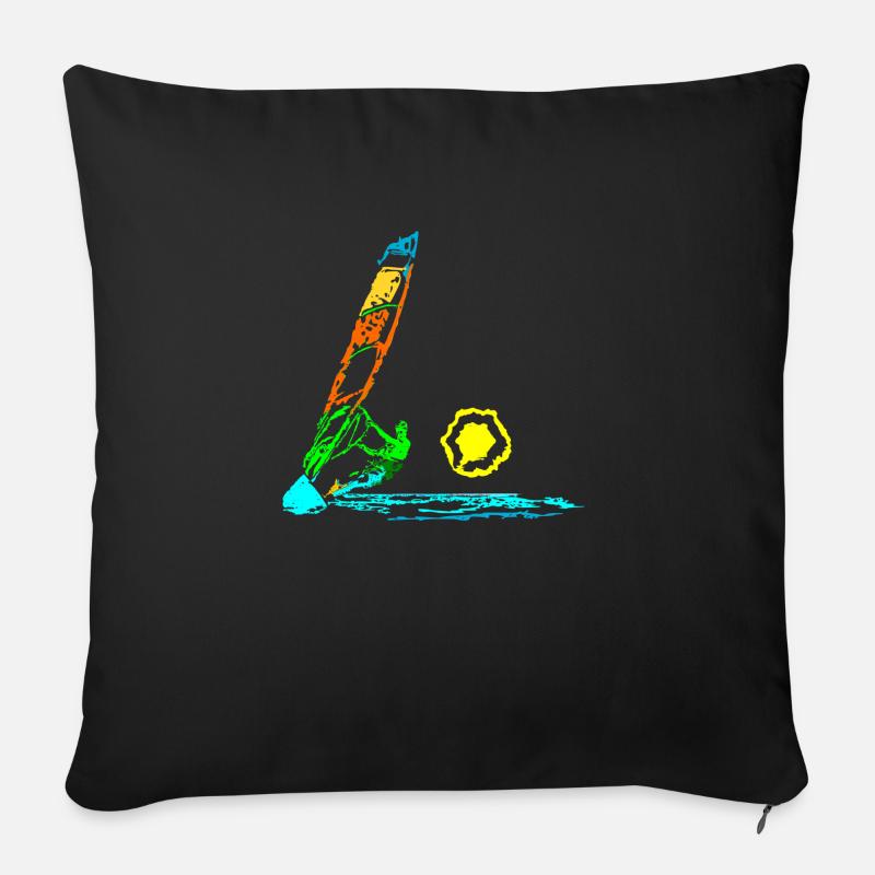 Windsurfen - Sofakissenbezug 45 x 45 cm - Schwarz