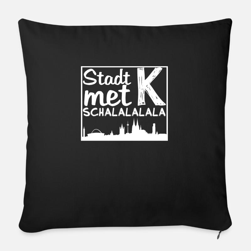 Stadt met K mit Kölner Skyline - Sofakissenbezug 45 x 45 cm - Schwarz