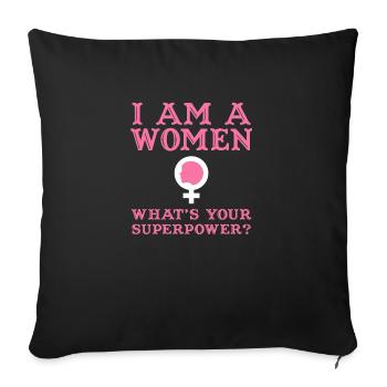 Journée internationale de la femme - 8 mars - Idée cadeau - Housse de coussin décorative 45 x 45 cm - noir - Devant
