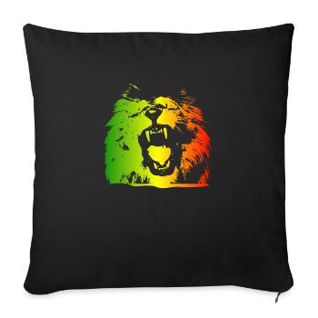 lion rasta - Housse de coussin décorative 45 x 45 cm - noir - Devant