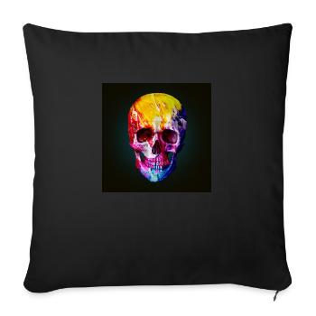 Tête de mort, coloré, skull - Housse de coussin décorative 45 x 45 cm - noir - Devant