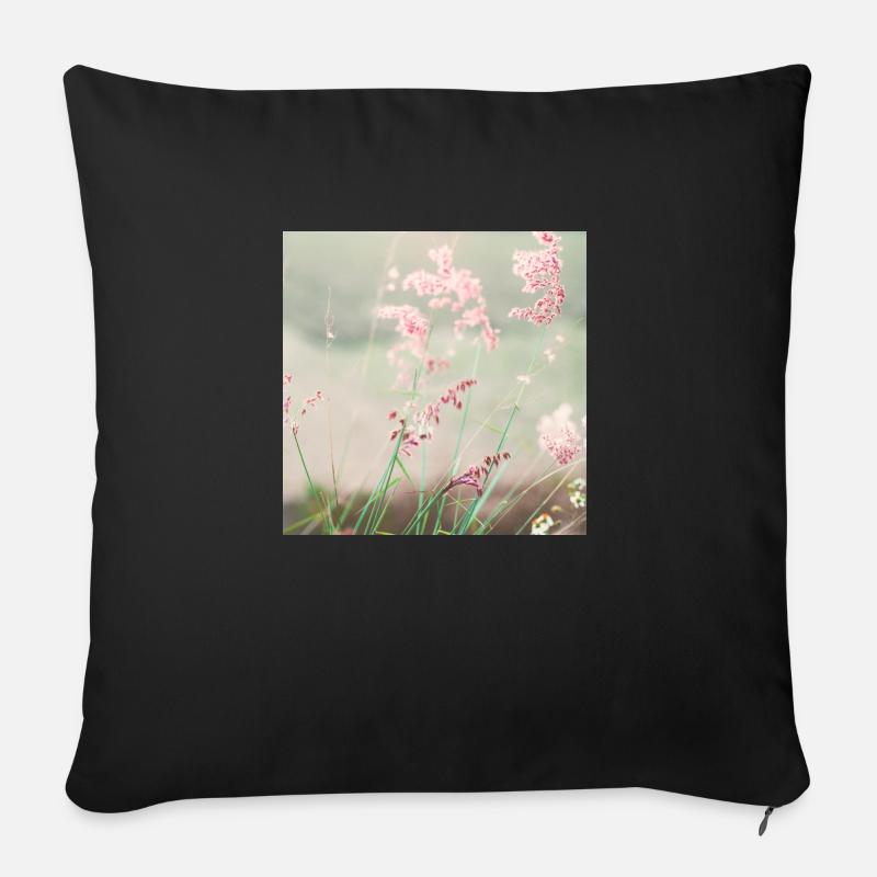 Sommer Wiese Aquarell Natur - Sofakissenbezug 45 x 45 cm - Schwarz