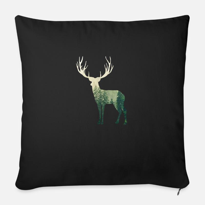 Hirsch Wald - Sofakissenbezug 45 x 45 cm - Schwarz