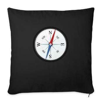 Compass sailing come to its destination. - Sofa pillowcase 17,3'' x 17,3'' (45 x 45 cm) - black - Front