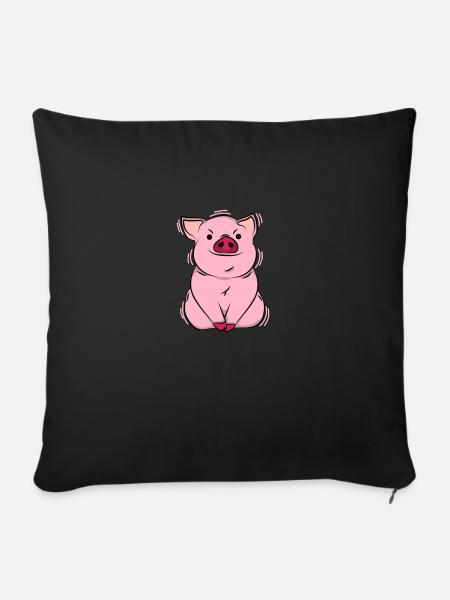 Schweinchen pig - Sofakissenbezug 45 x 45 cm - Schwarz